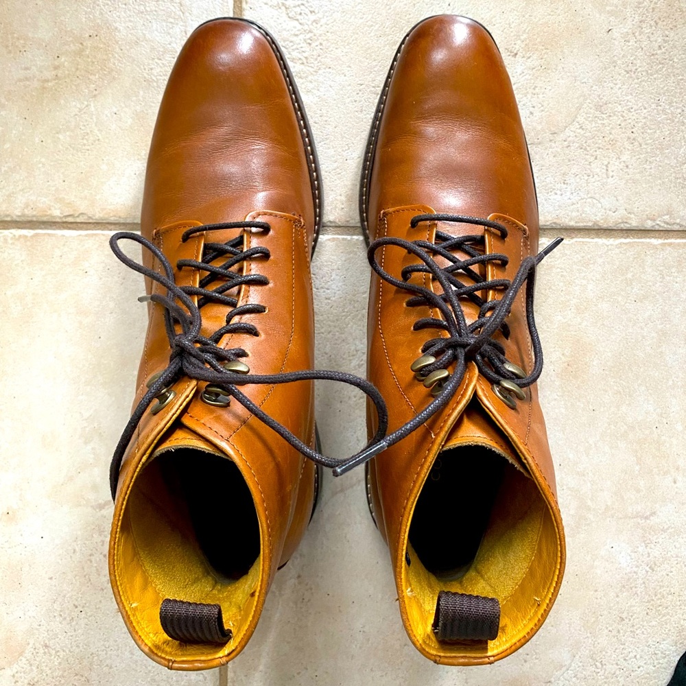 Men’s Cole Haan Grand Kennedy British Tan waterproof leather dress boots. Sz 9.5